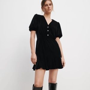 Zara black velvet dress with gem buttons